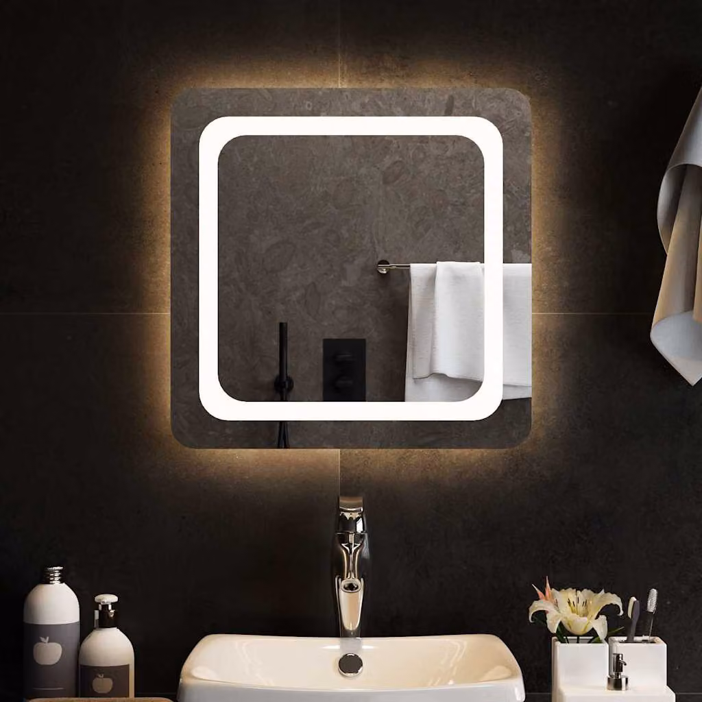 Specchio da bagno con luci LED vidaXL, forma quadrata, L/P/H: 50 x 50 x 50 cm