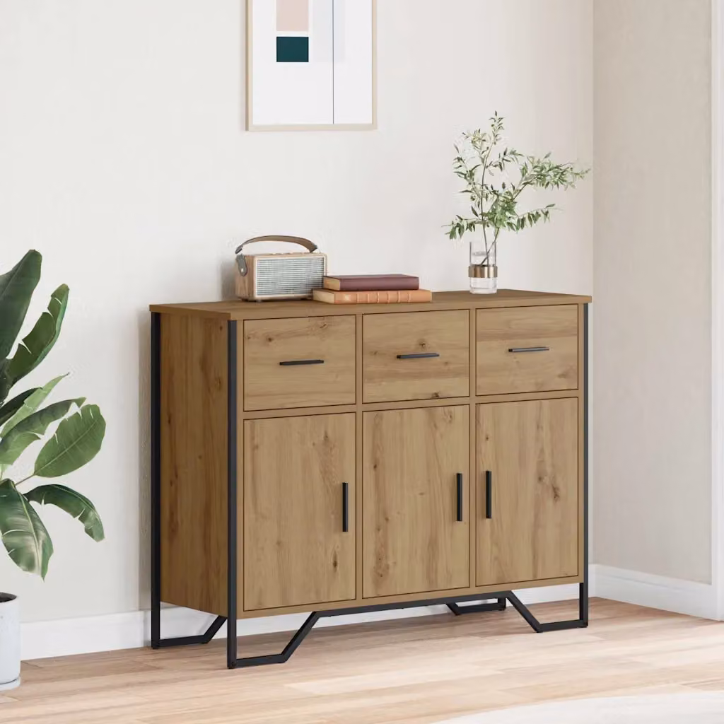 Credenza minimalista vidaXL in rovere marrone, L: 97 cm, P: 32,5 cm, H: 74,5 cm