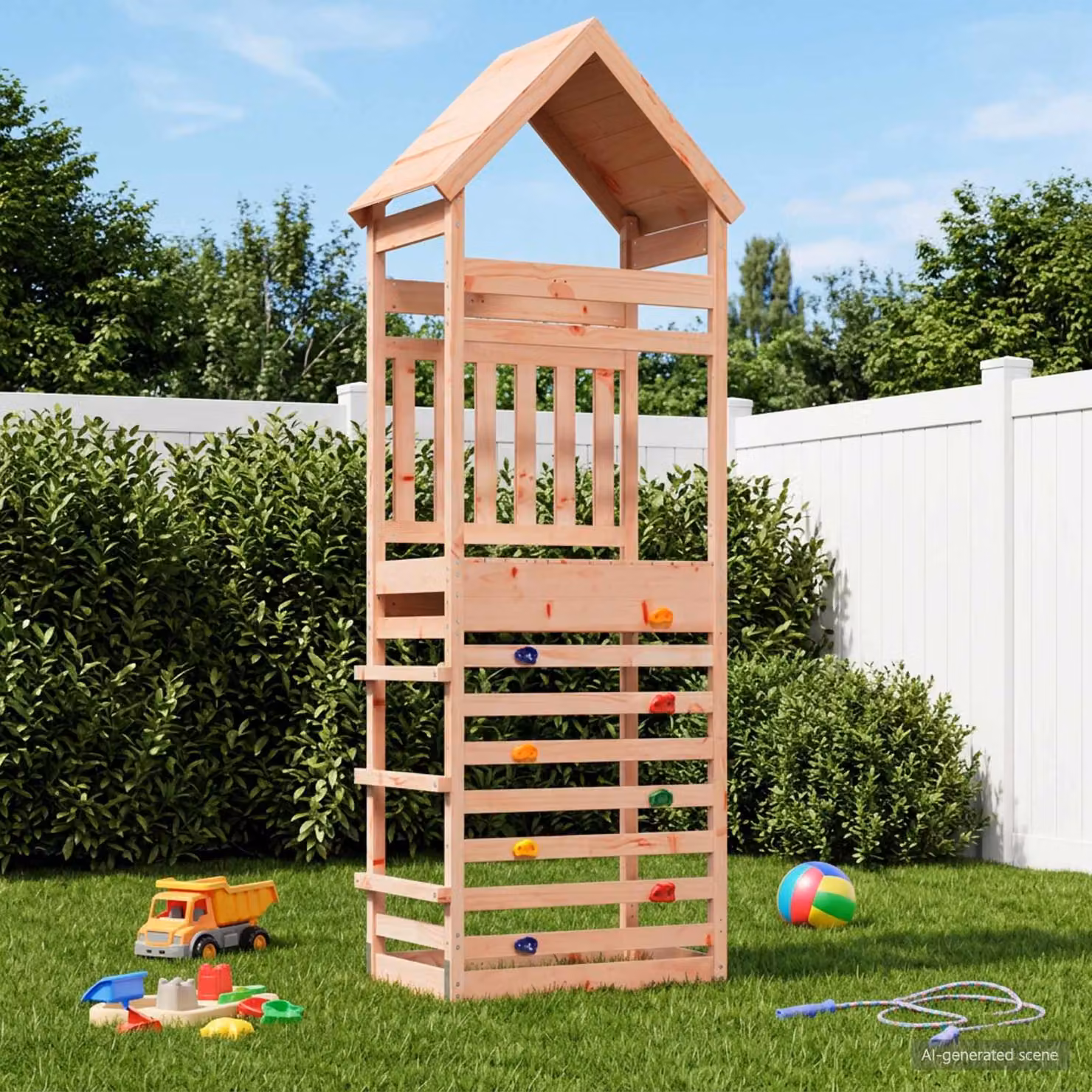 vidaXL Torre da Gioco per Esterni Naturale 53 x 85 x 264 cm