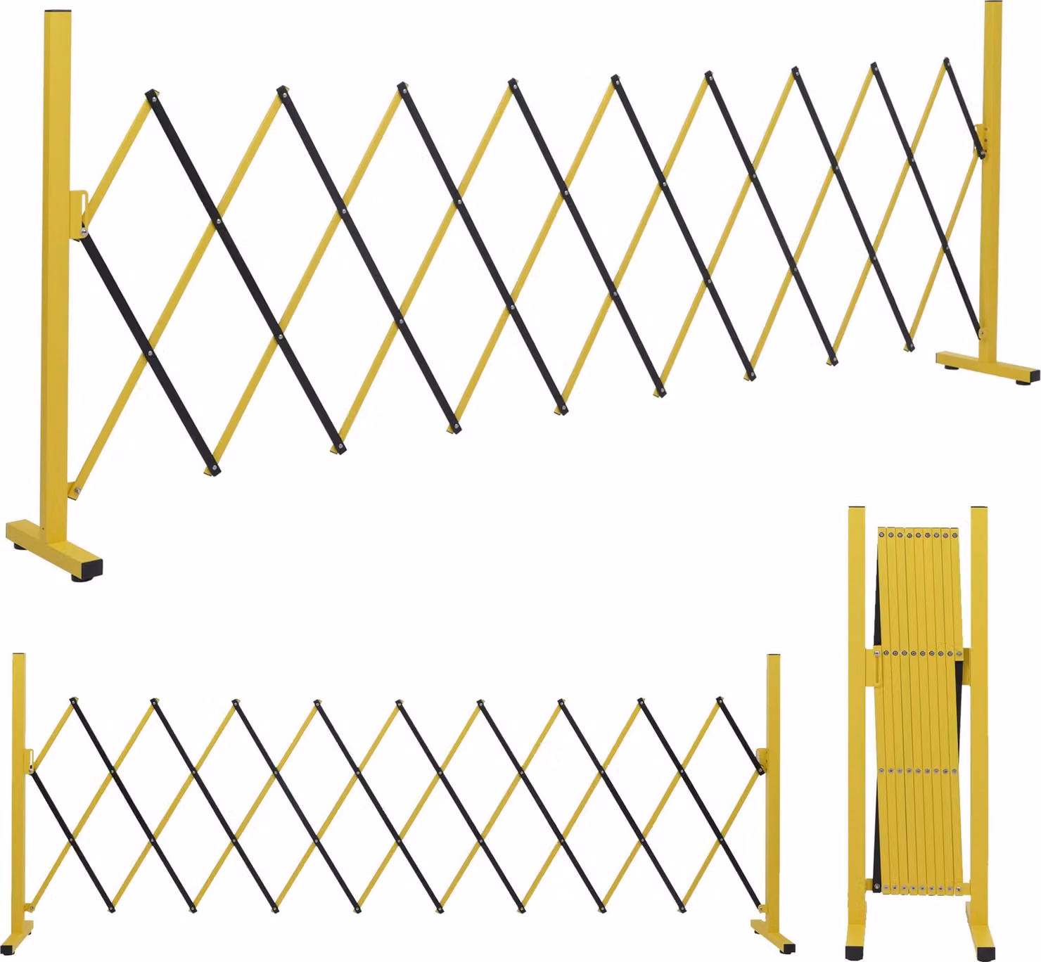Barriera in alluminio HWC-B34, barriera a forbice, recinzione, barriera di protezione estensibile, 103x32-265 cm ~ giallo-nero