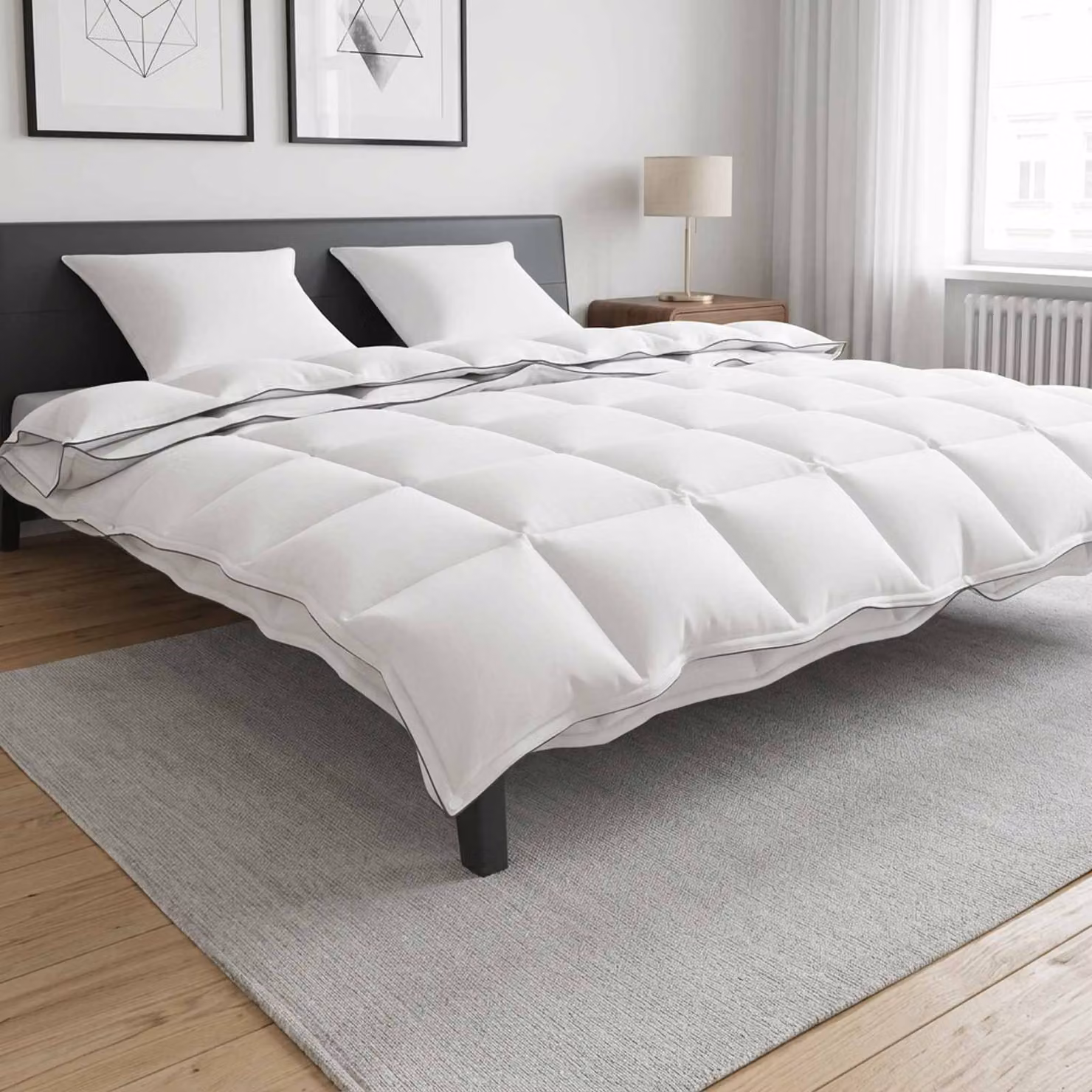 Set di 3 piumoni e cuscini vidaXL in bambù e cotone, bianco, 200 x 200 cm