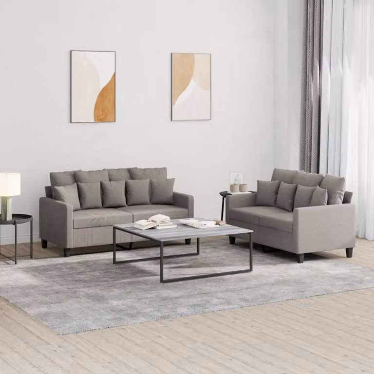 Maison Exclusive - Set divano a 2 posti con cuscini in tessuto color taupe
