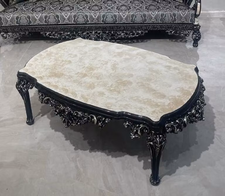 Casa Padrino tavolino barocco bianco/nero/oro - Sontuoso tavolo da salotto in stile barocco - Mobili da salotto in stile barocco - Arredamento barocco - Mobili barocchi - Mobili in stile barocco
