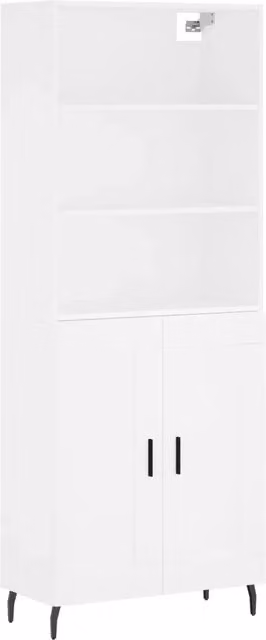 Credenza | Madia | Buffet da pranzo | Armadio da pranzo Bianca 69,5x34x180 cm in Legno Multistrato