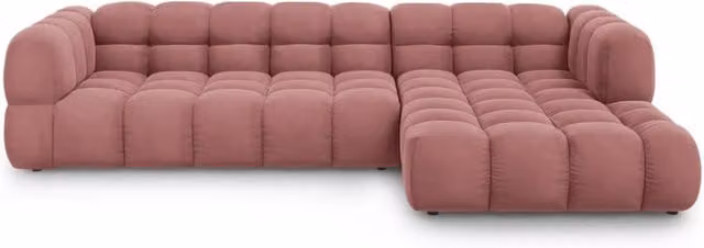 Divano angolare modulare Sky di Cosmopolitan Design, modello a 4 posti con orientamento destro, rivestito in velluto rosa, L 300 x P 117 x H 75 cm