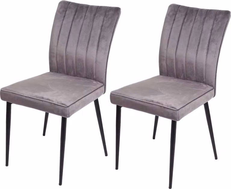 set di 2 sedie per sala da pranzo HWC-K16, sedia da cucina, metallo vellutato ~ grigio scuro