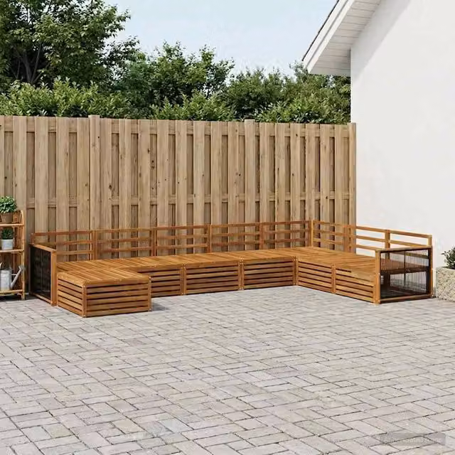 Set di divani da esterno 8 pz Naturale Legno di Acacia Massello 3383712