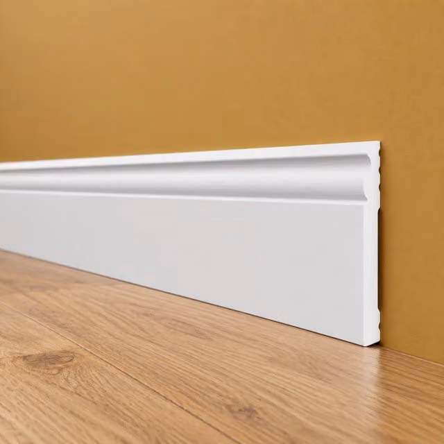 pacco da 108 ML di Battiscopa DUCALE bianco basso spessore 100x10mm in POLIMERI - Polistrutturato