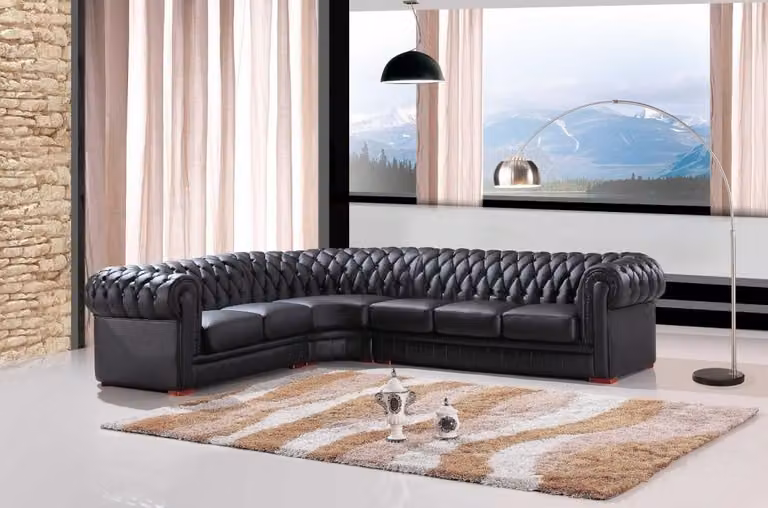 Chesterfield Ecksofa Eckcouch Designer Sofa Couch Samt Ledersofa SL Sofa 11