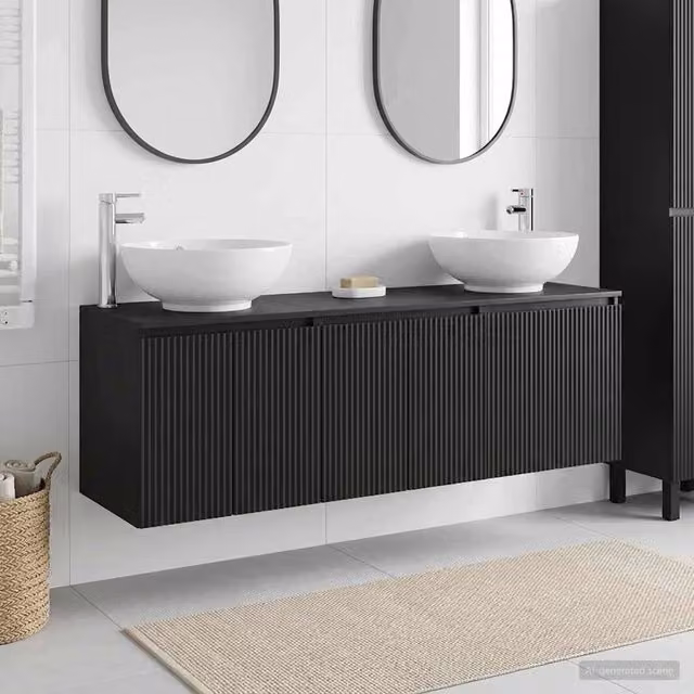 Set di Armadi da Bagno 3 pz Nero 49,5 x 44,5 x 65 cm 3405688