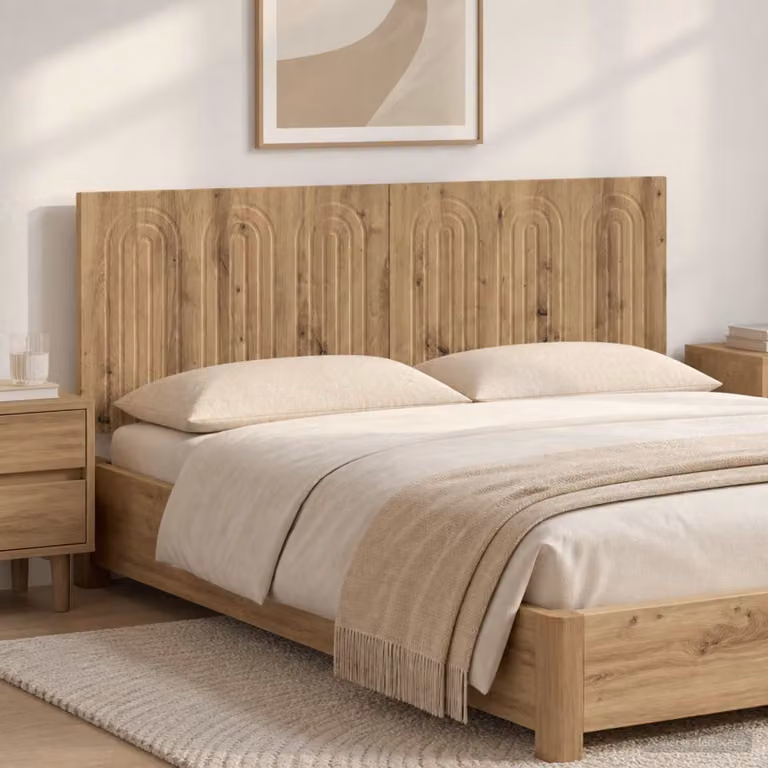 Testiera da muro vidaXL ALKMAAR in legno ingegnerizzato, colore marrone, L: 142 cm, H: 50 cm, P: 3 cm