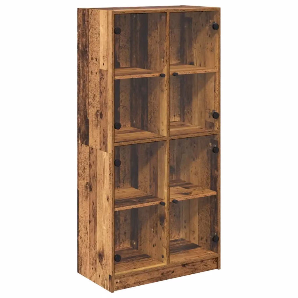Credenza moderna vidaXL in legno e metallo marrone con ante in vetro e ripiani interni L/P/H: 68 x 37 x 142 cm – 2