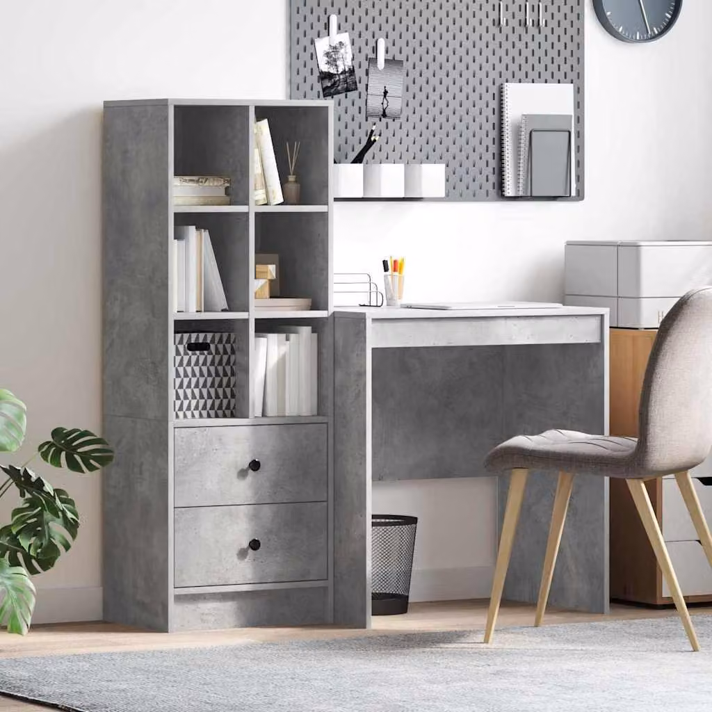 Maison Exclusive - Scrivania con cassetto 2 pcs Grigio cemento