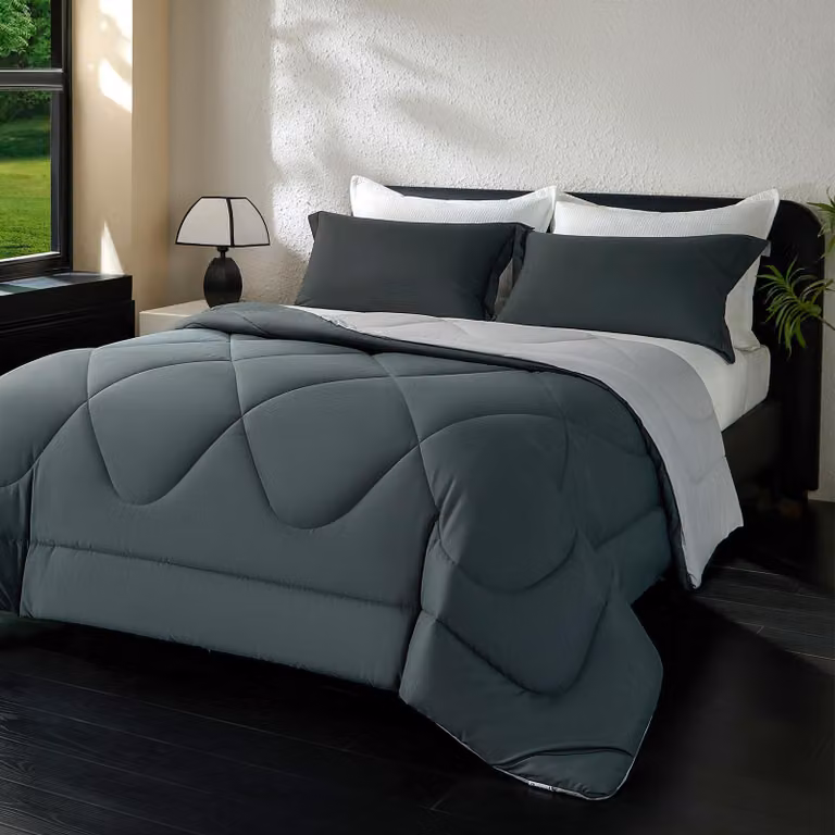 Piumone matrimoniale 240x260 cm, adatto per tutte le stagioni, reversibile, OEKO-TEX, imbottitura di 300 g/m², in microfibra