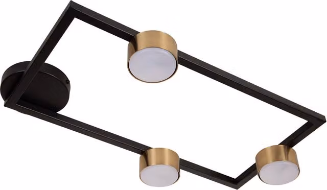 Plafoniera rettangolare moderna Sigma Lighting in metallo nero e oro con 3 spot GX53 – 1