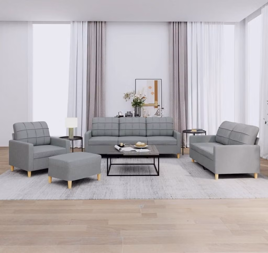 Maison Exclusive - Set divano 4 pezzi con cuscini in tessuto grigio chiaro