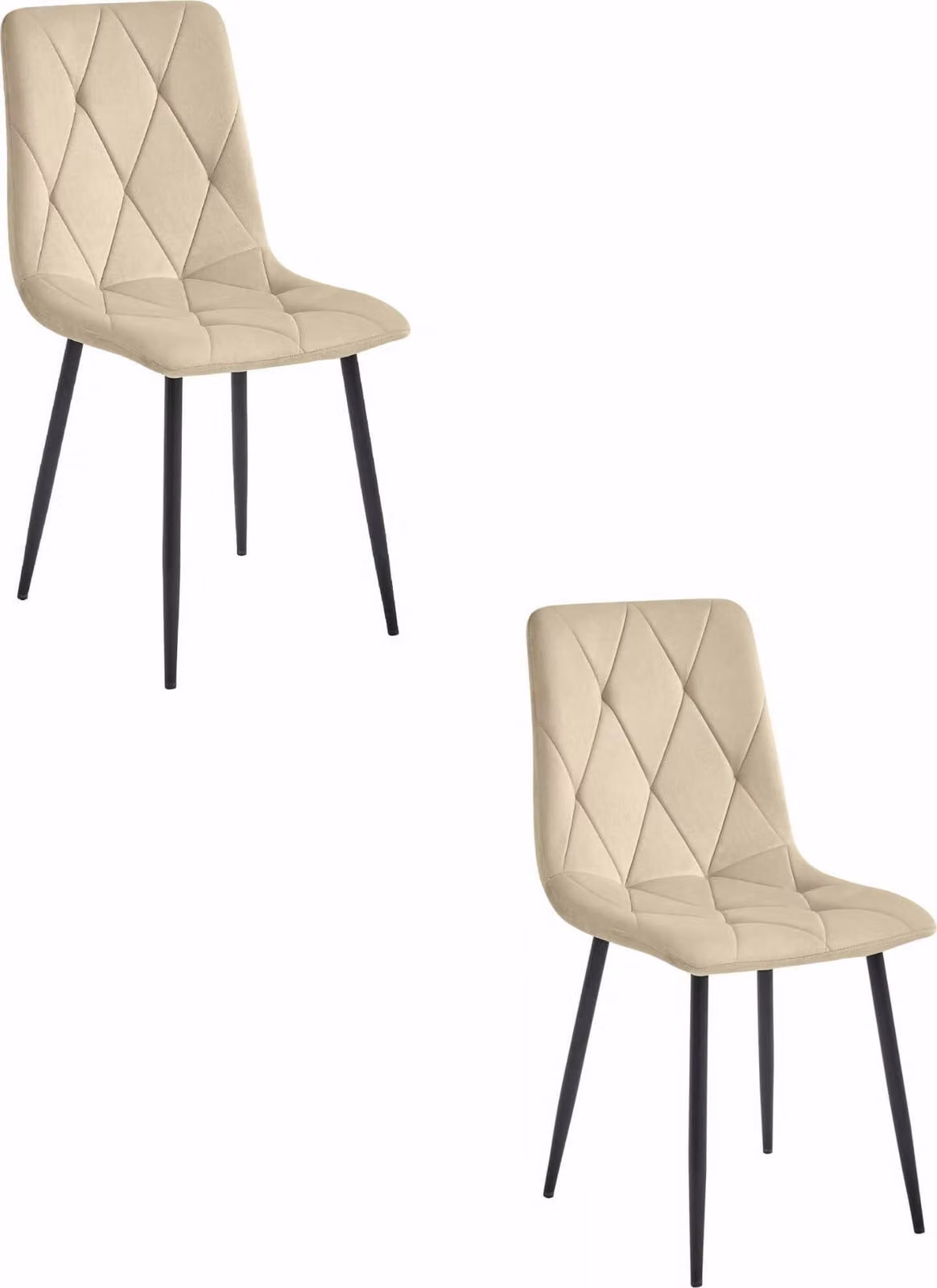 Sala da pranzo, soggiorno, ufficio Sedia LIBRA - velluto beige chiaro / gambe nere 2 pezzi