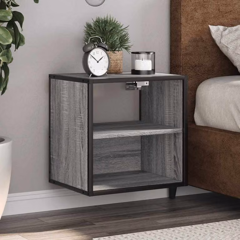 Set di 2 comodini da muro vidaXL in stile moderno, colore grigio Sonoma, L 40 cm x P 31 cm x H 39,5 cm