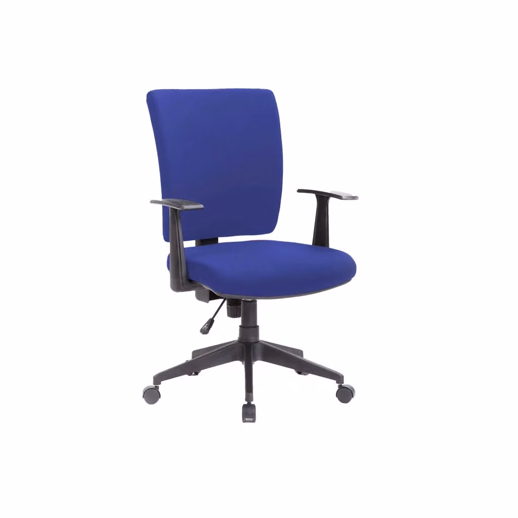 Sedia da ufficio direzionale Eulalia DMORA con braccioli, seduta ergonomica in tessuto blu, L: 61 cm, P: 65 cm, H: 98/108 cm – 2