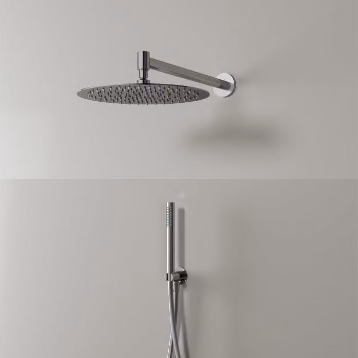 Set doccia Kronenbach modello 1, con soffione a testa di Ø 30 cm e doccetta a mano cilindrica
