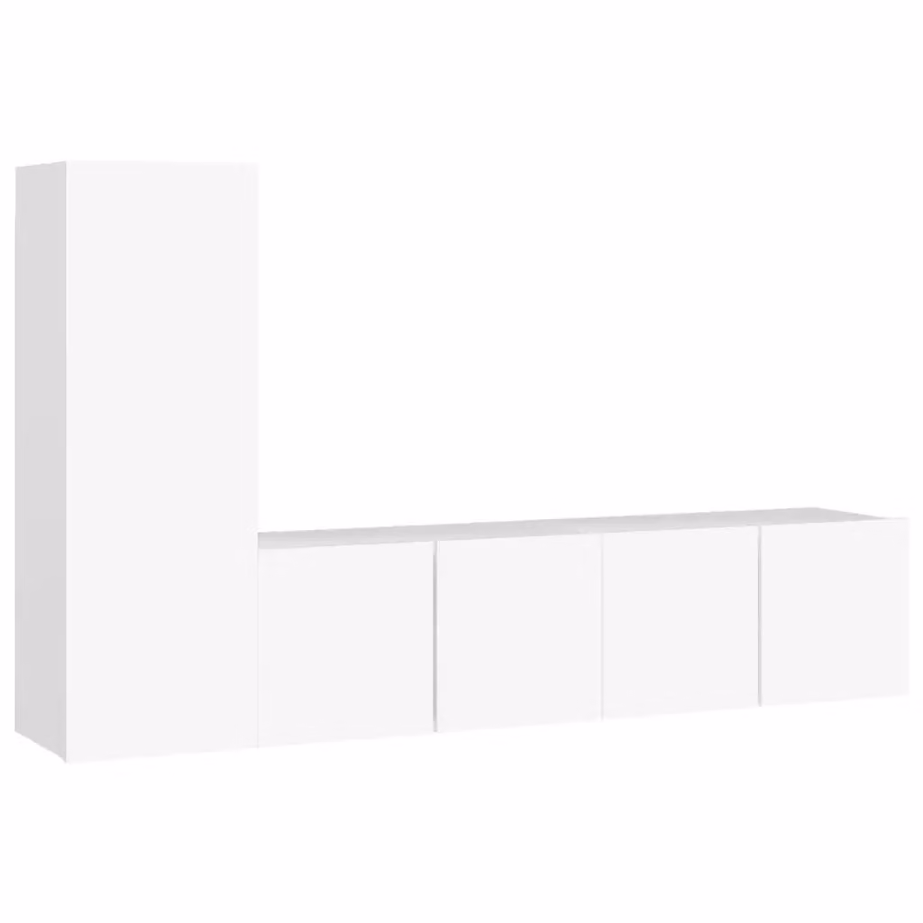 Set di mobili porta TV da 3 pezzi vidaXL in legno multistrato bianco per soggiorno in stile moderno – 2