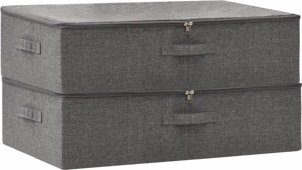 Scatole Portaoggetti 2pz in Tessuto 70x40x18 cm Antracite