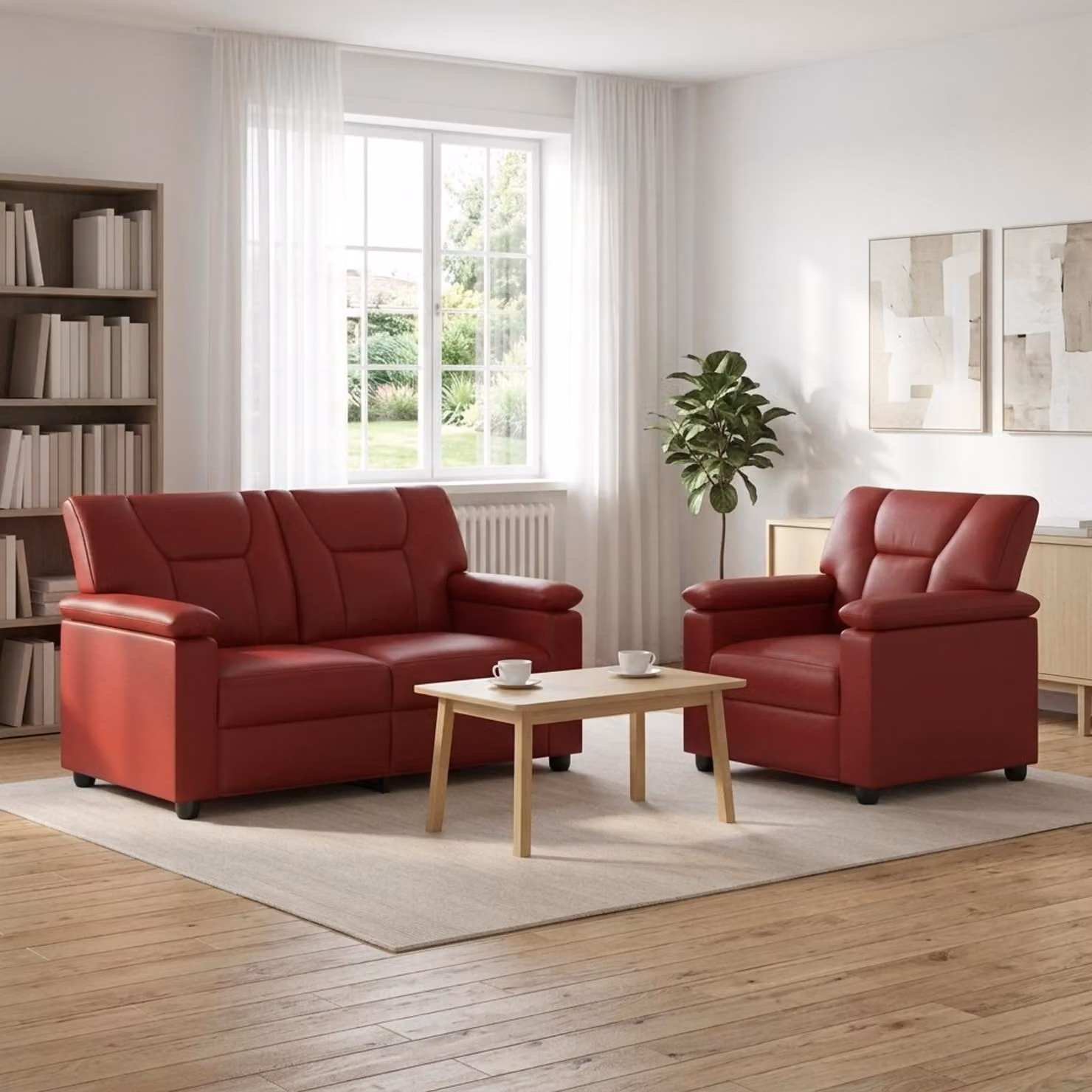 Set di 2 divani moderni vidaXL in similpelle rosso per il tuo soggiorno