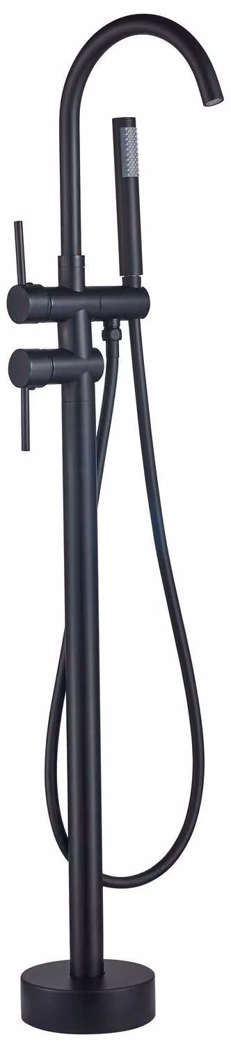 Miscelatore per vasca da bagno freestanding, con doccetta, due manopole, finitura nera opaca