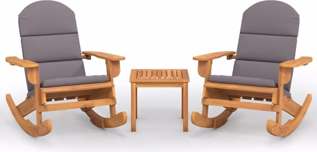 Set Salotto da Giardino Adirondack 3pz Legno Massello di Acacia