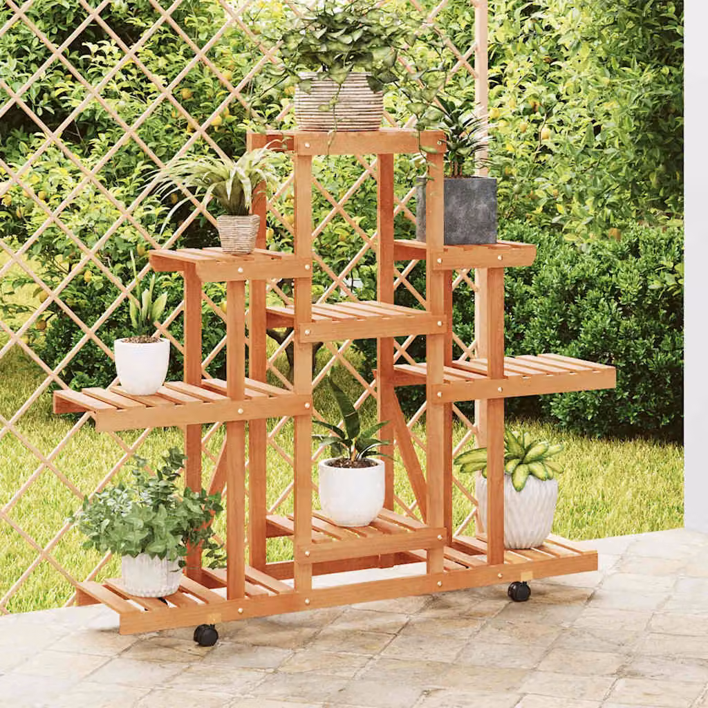 vidaXL Portafiori in Legno di Abete con Ruote, Marrone Rustico, L 110 cm x P 25 cm x H 101 cm