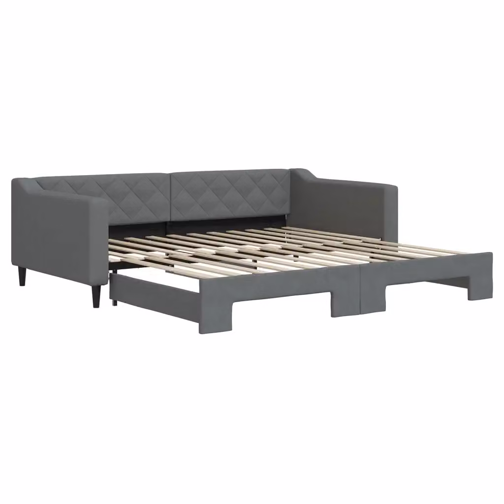 Divano Letto Moderno vidaXL con Letto Estraibile in Tessuto Grigio L/P/H: 223 x 110 x 67 cm con Materasso 100 x 200 cm – 2