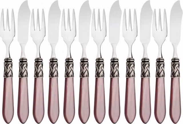 ALADDIN Ghiera Argento Anticato, Posate Set 12 pz Pesce, Casa Bugatti Colore: Lilla