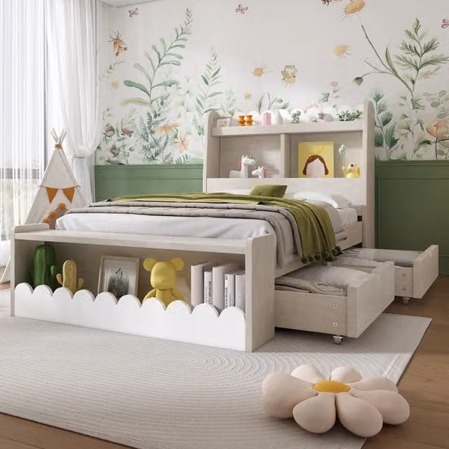 letto singolo legno bianco e rovere 90 x 200 cm