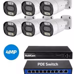 Kit POE RobiCam, 6 telecamere, registratore NVR, switch POE