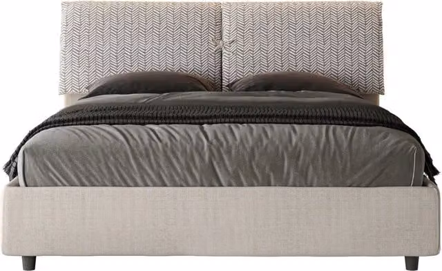 Letto Matrimoniale Moderno Giordanoshop con Contenitore a Alzata e Struttura Imbottita Beige L/P/H: 175 x 202 x 110 cm – 1