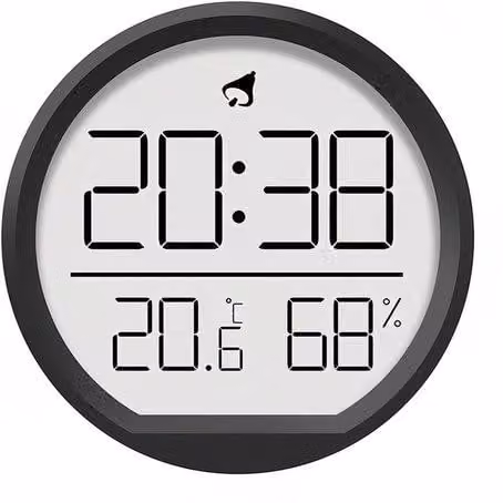 Orologio da parete digitale con termometro LCD e calendario magnetico, ideale per la casa, la cucina e l'ufficio (nero).