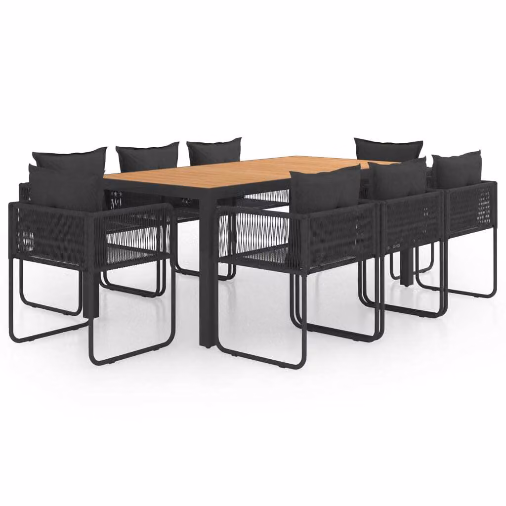 Set da Pranzo da Giardino 9 pz in Rattan PVC Nero e Marrone