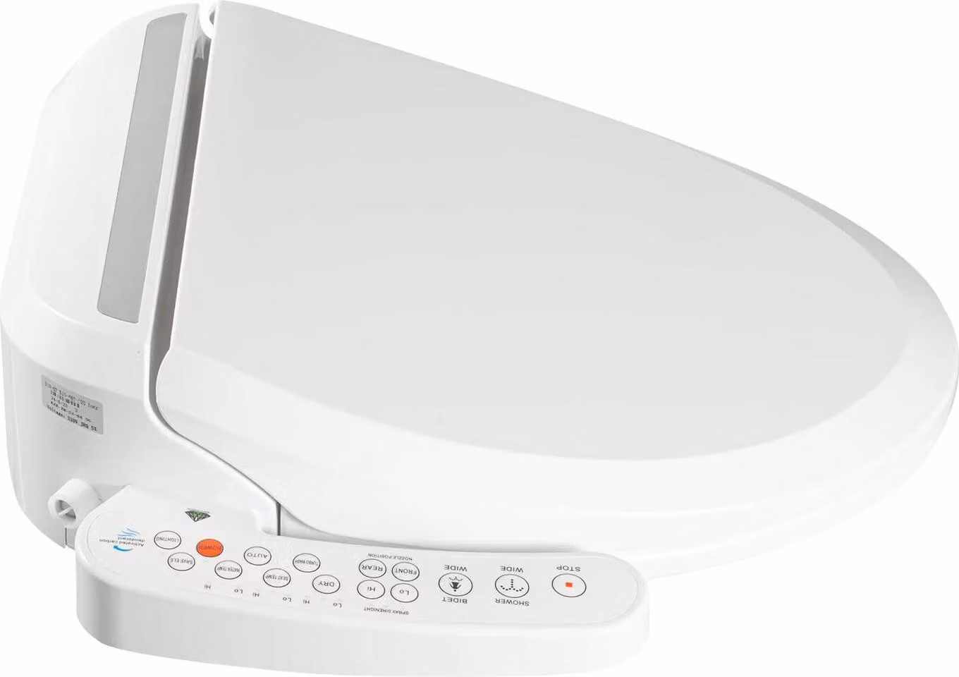 Sedile WC con bidet intelligente - Coperchio WC elettrico - Potenza 1350 W - Riscaldamento a 3 livelli 33-40 °C acqua e sedile - Asciugatore ad aria calda a 3 velocità - Bianco
