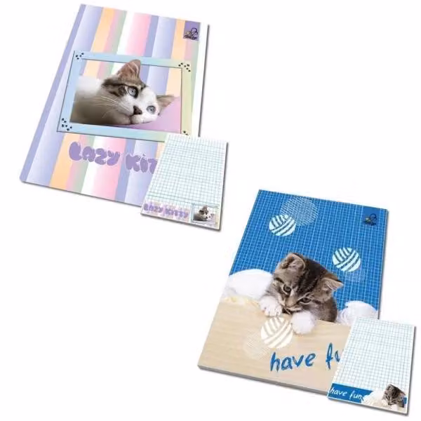 Blocco note A6/50 fogli a quadretti con motivo a gatti (10 pezzi) - Bee-bee