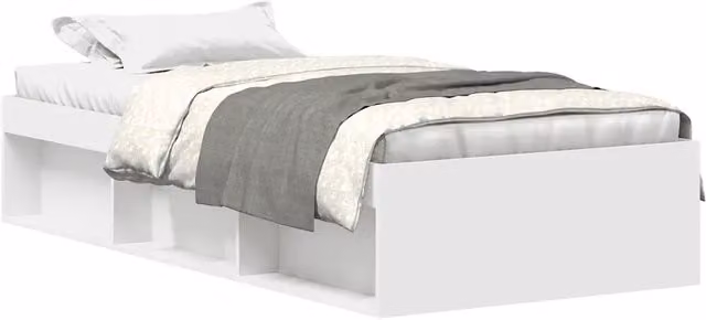 Letto singolo moderno in legno e MDF bianco con doghe fisse L: 78 cm, P: 193 cm, H: 35 cm