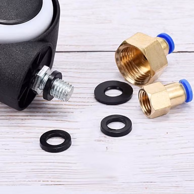 Rondelle in gomma M10 - Set da 120 pezzi - Diametro interno 10 mm, diametro esterno 22 mm, spessore 3 mm - Guarnizioni nere per acqua e aria