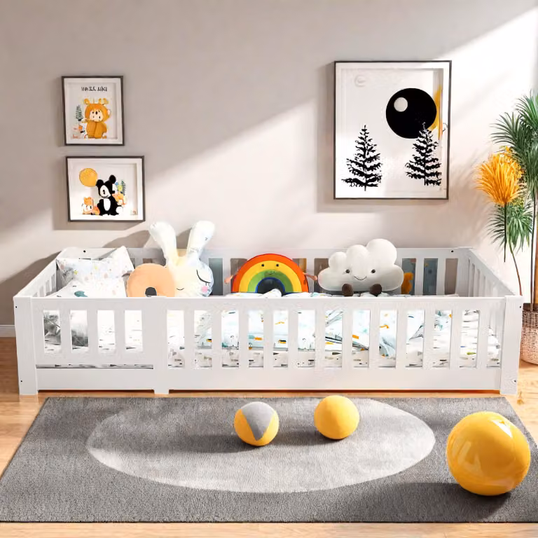 UnboxG Letto in legno massello 90x190 cm bianco – Letto singolo Letto per bambini Letto per ragazzi con rete a doghe, robusto telaio in legno