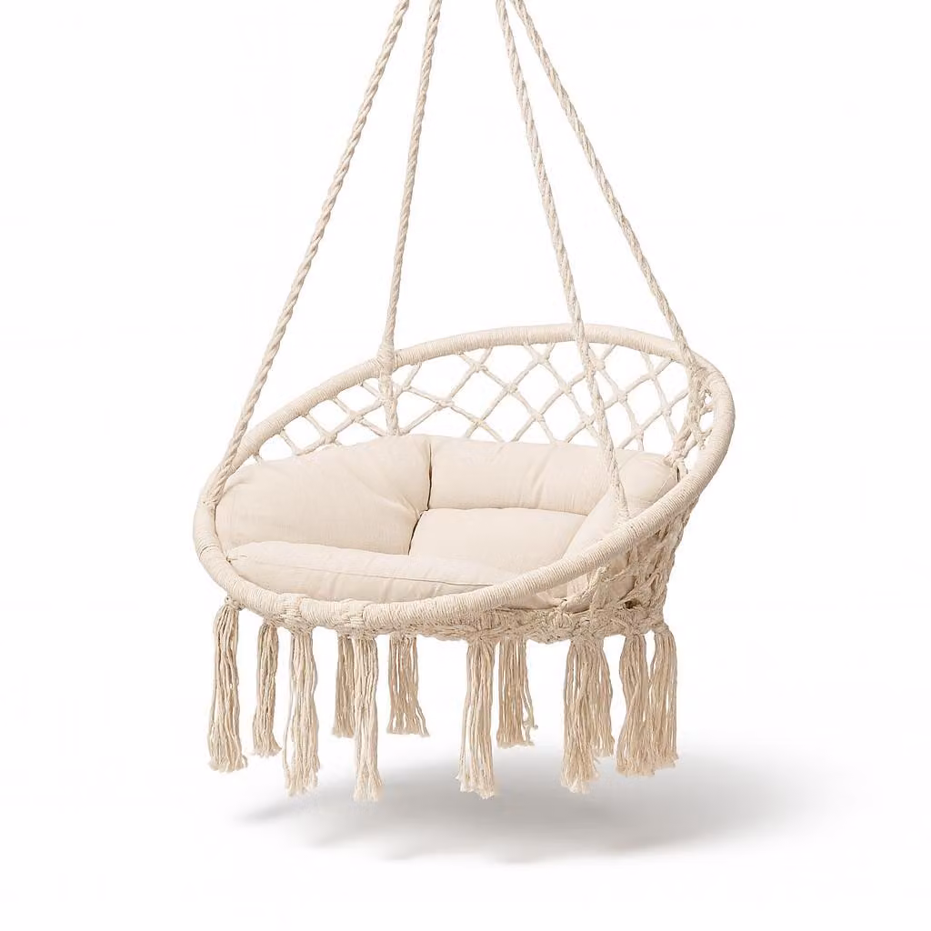 OMNA | Sedia sospesa BOHO - Nido di cicogna - 120 cm - Relax per interni e giardino - con cuscino