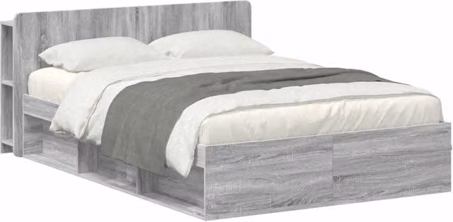 Letto matrimoniale | Letto per adulti | Telaio del letto con storage Sonoma grigio 160 x 200 cm