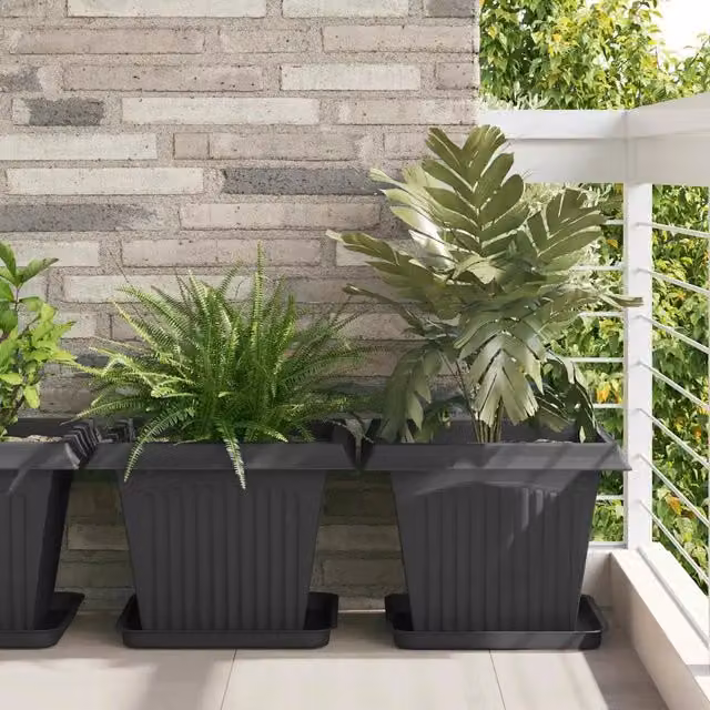 Vasi per Piante 24 pz Nero Plastica 3403317