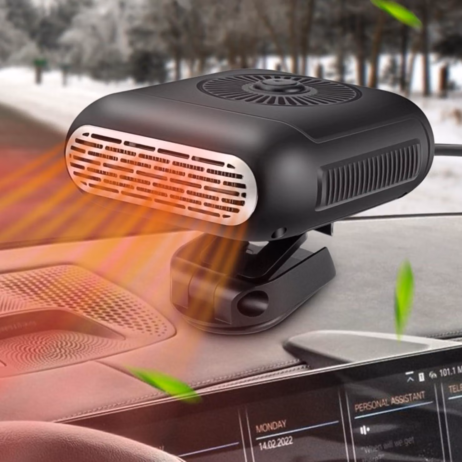 Riscaldatore per auto, 12V 120W, portatile, antiappannamento per parabrezza, sbrinatore, ventola 2-in-1 con riscaldamento e raffreddamento, con rotazione a 360° per tutti i modelli