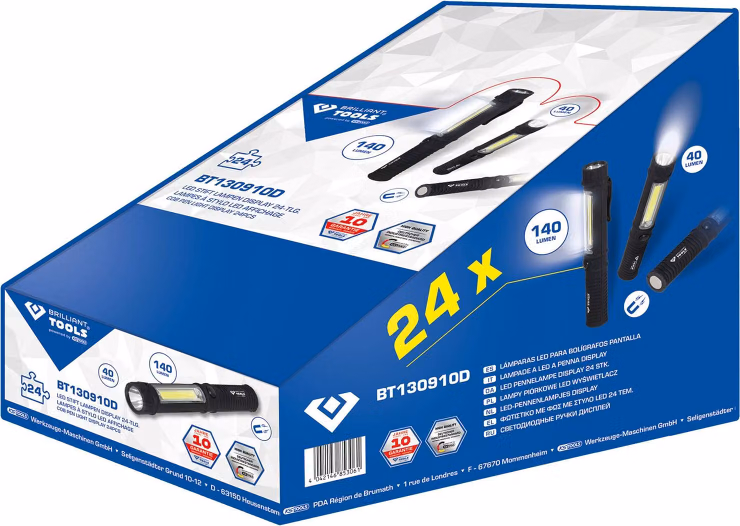 BRILLIANT TOOLS 2 in 1 torcia COB display 24 pezzi - BT130910D