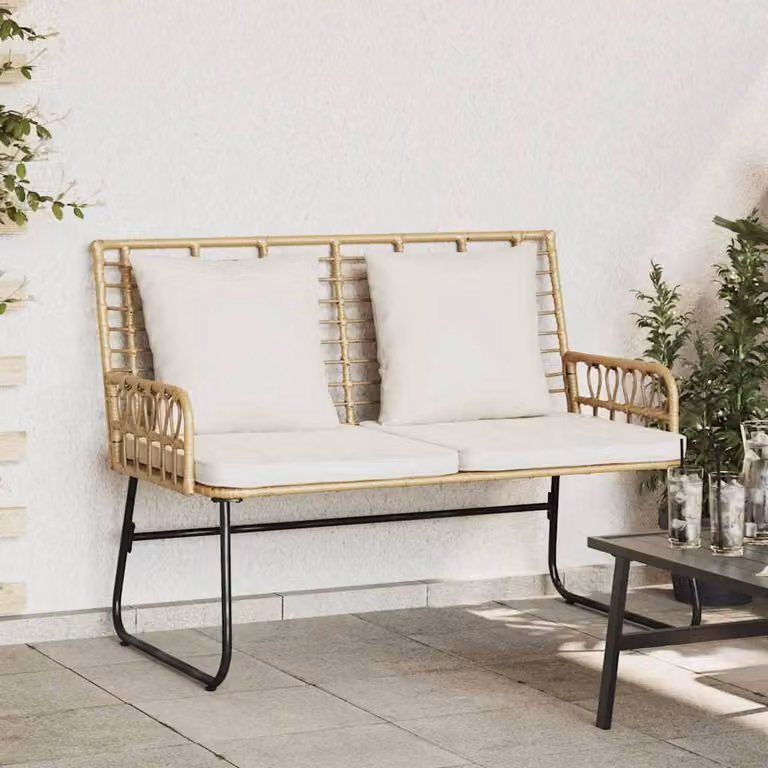 Maison Exclusive - Panchina da giardino marrone e crema in polyrattan