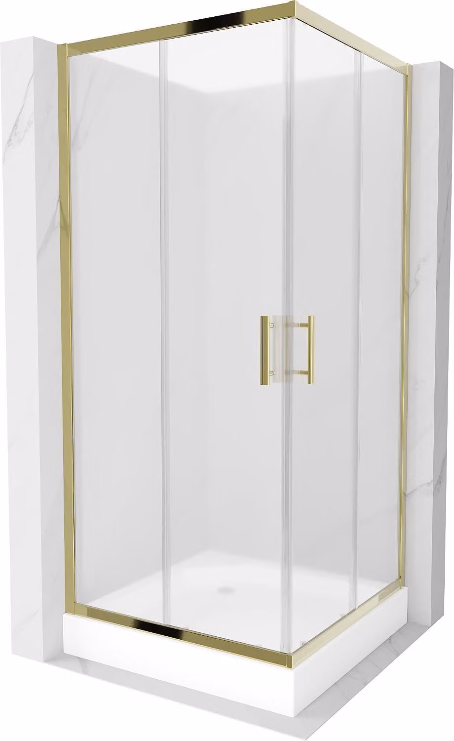 Mexen Rio cabina doccia quadrata 90 x 90 cm, ghiaccio, oro + piatto doccia Rio, bianco - 860-090-090-50-30-4510