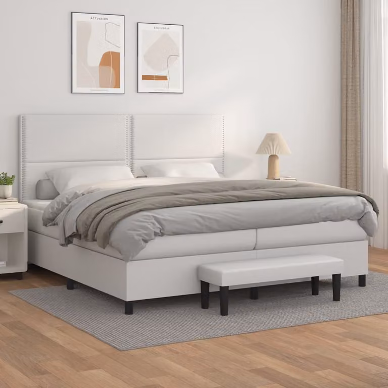 Maison Exclusive - Letto boxspring con materasso bianco 200x200 cm in ecopelle